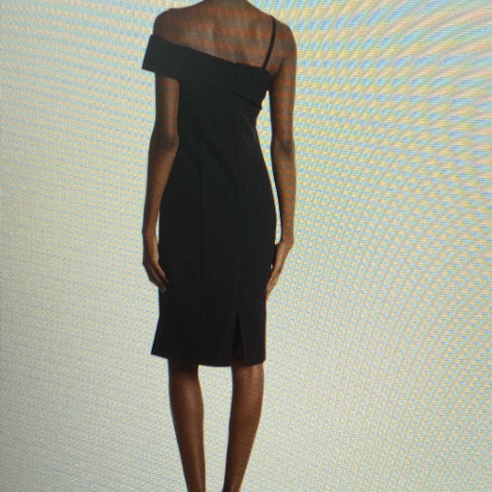 Pleated One-Shoulder Sheath Dress. Marina(NWT)